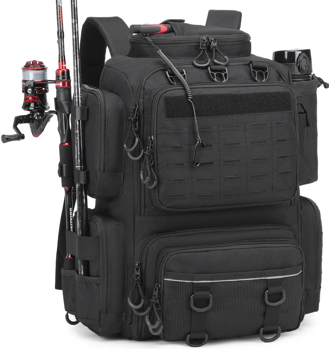 Zaino da pesca da 50 l, con porta canna da pesca, impermeabile, per attrezzatura da pesca (senza scatola per esca)