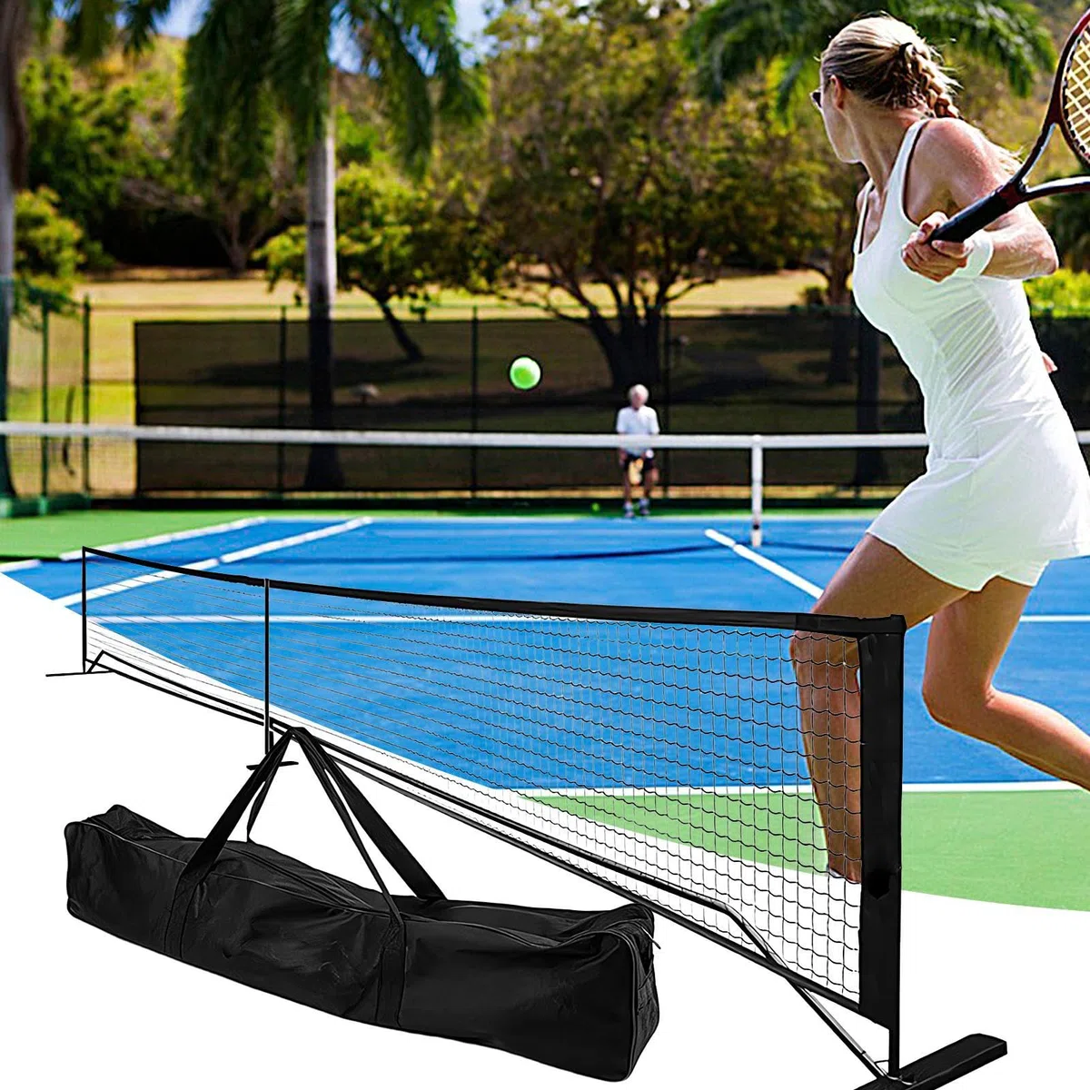 Rete da Allenamento per Pickleball Portatile Smontabile Con Borsa Trasporto | Rete a Maglie Pickleball Per Esterni Interni Cortile Pratica Giochi Sportivi Attrezzatura