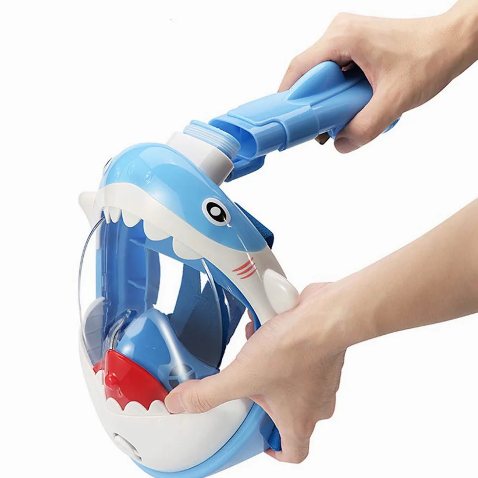 Maschera da Snorkeling Integrale per Bambini, Maschera per Vista Panoramica a 180 Gradi con Dry Top per Respirazione Subacquea, in Silicone Liquido per Uso Alimentare