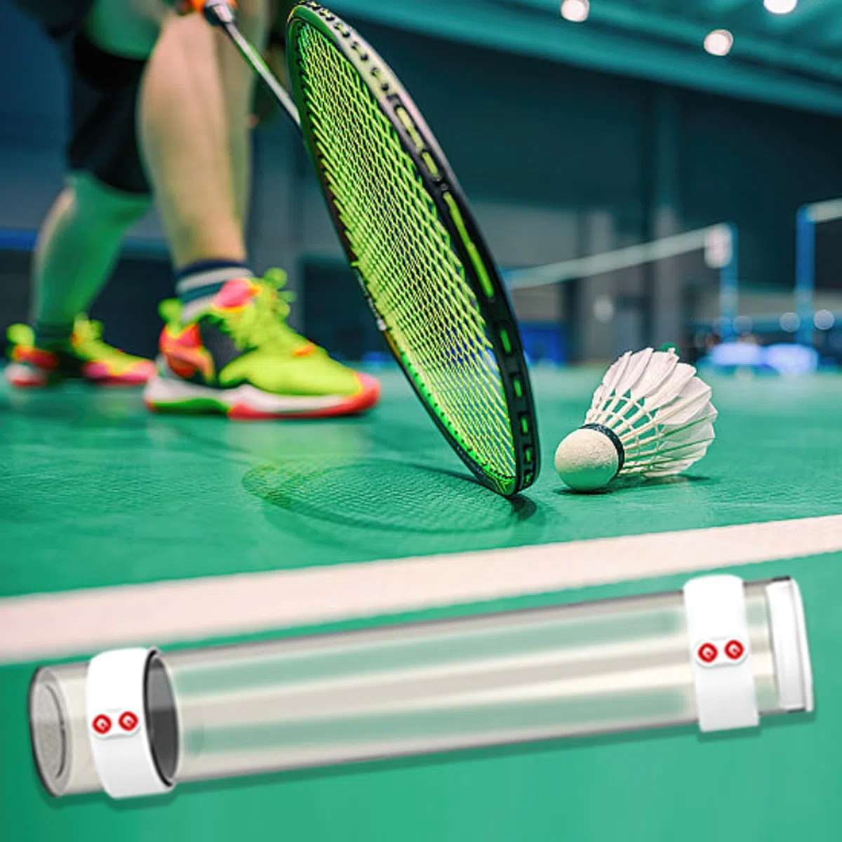 Tubo di stoccaggio Shuttlecocks - Supporto Magnetico a Sfera Badminton | Contenitore di stoccaggio della navetta durevole con coperchio istantaneo, tubo di organizzatore automatico per coppia