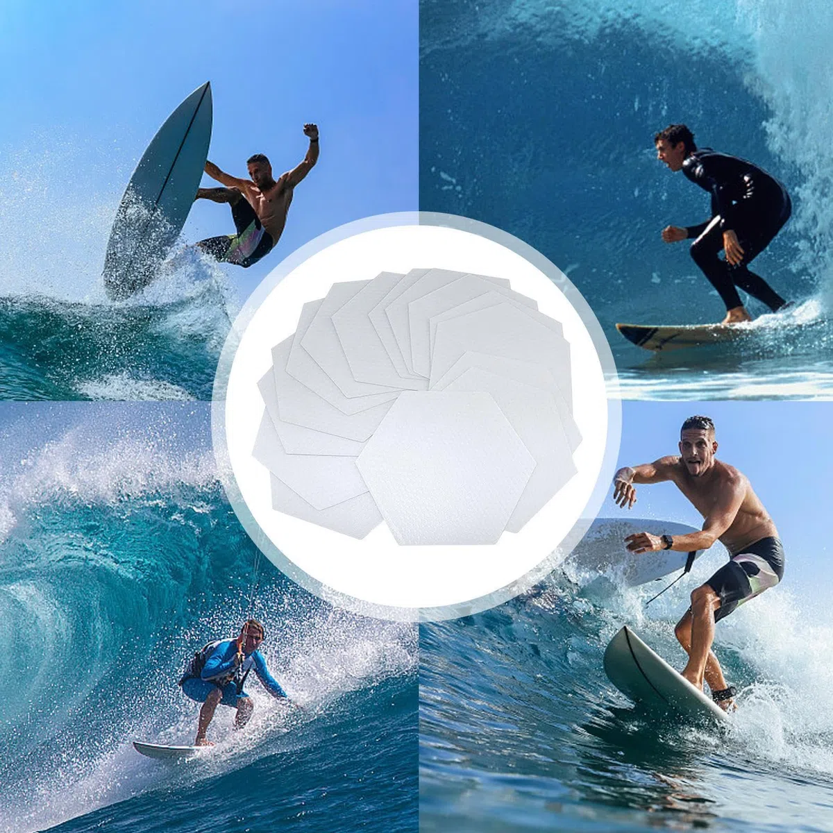 Tappeto Antiscivolo per Surfboard Adesivi Esagonali Antiscivolo Board | Tappetini Trazione Adesivi Surfing per Sport Estivi all'aperto Skateboard Snowboard Paddleboard Kayak Pontoon ed Attività Ac
