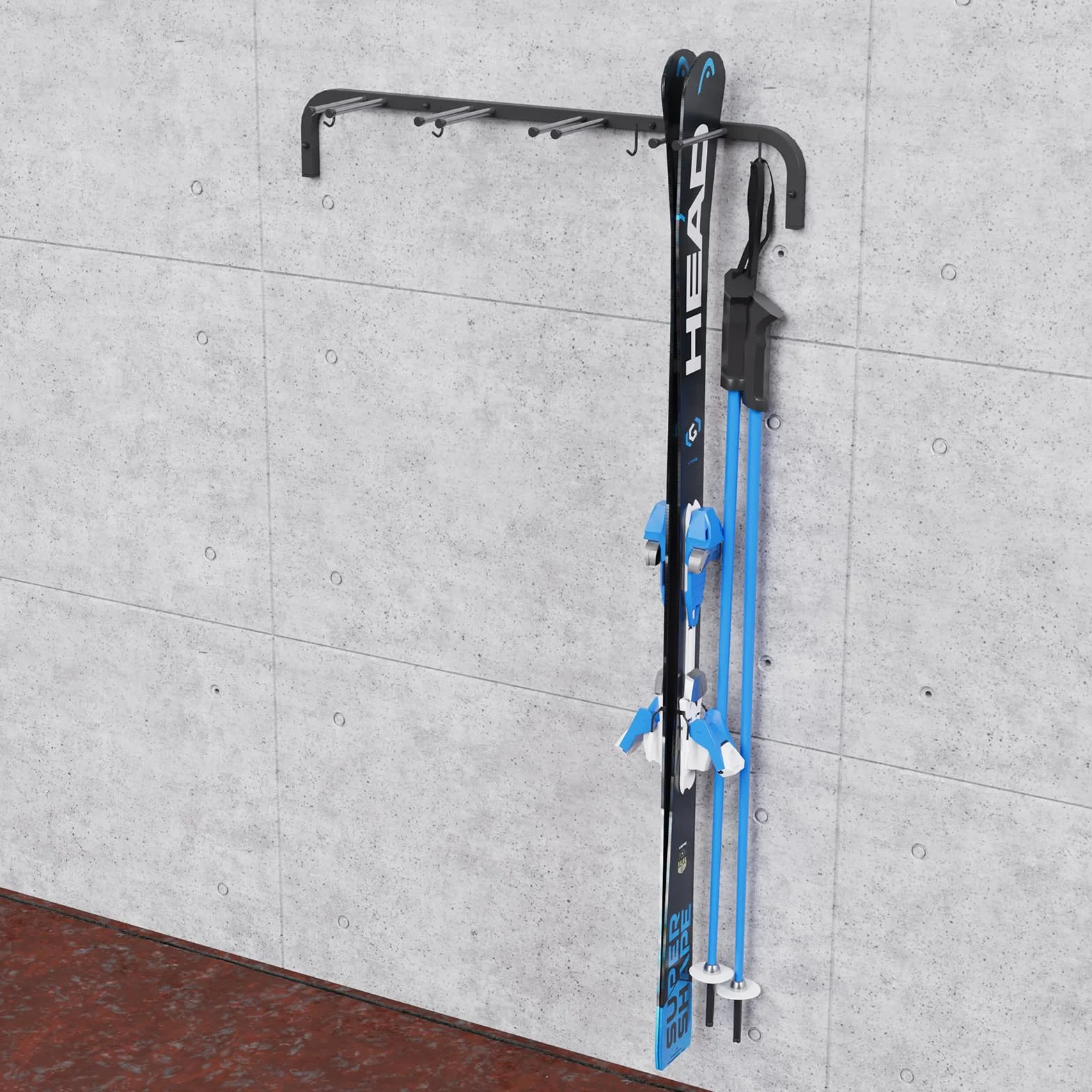 porta sci da muro portasci parete rastrelliera Supporto da sci per 4 paia di sci, 83 cm