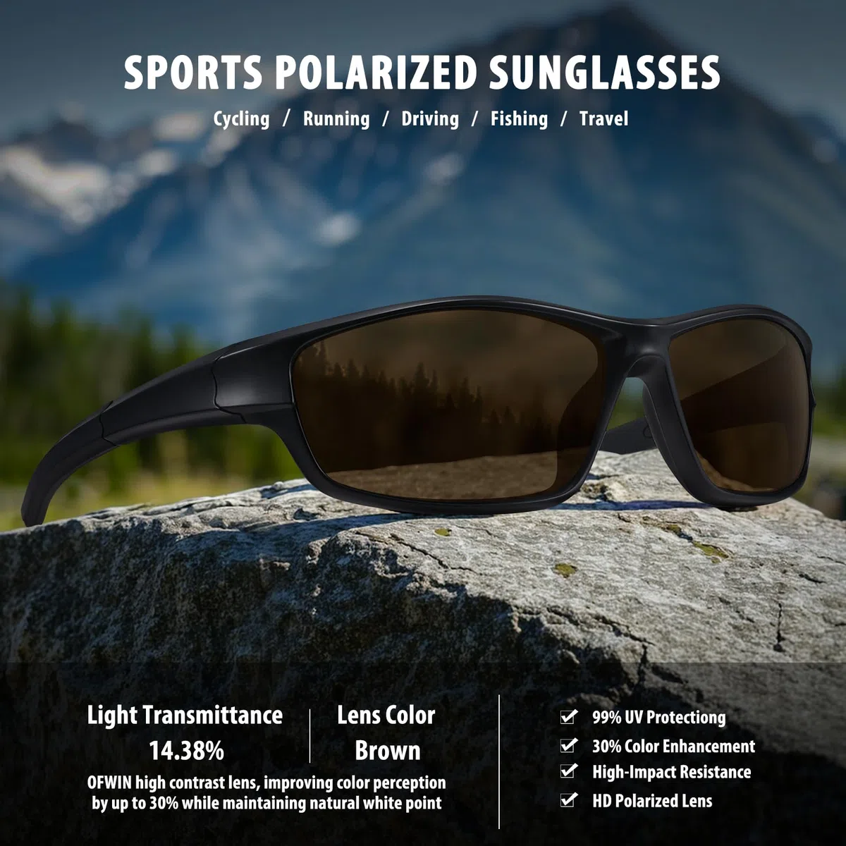 Occhiali da sole sportivi polarizzati per uomo e donna, per guida, ciclismo, pesca, avvolgenti, protezione UV400