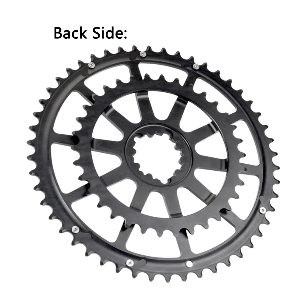 Guarnitura per Bici da Strada da 170 mm con Doppia velocità 50-34T/52-36T/53-39T, pedivella scheletrica Integrata Cava per BMX Pieghevole BSA BB 7-12S, Nera.