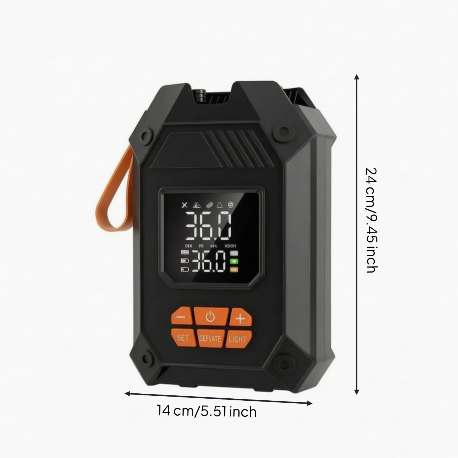 Gonfiatore Portatile con Display Digitale Gonfiatore Elettrico Portatile Automatico Pompa Elettrica con Ugelli per Campeggiatori, Sportivi, Campeggio, Array, Nero, 104 Con Cavo Nero