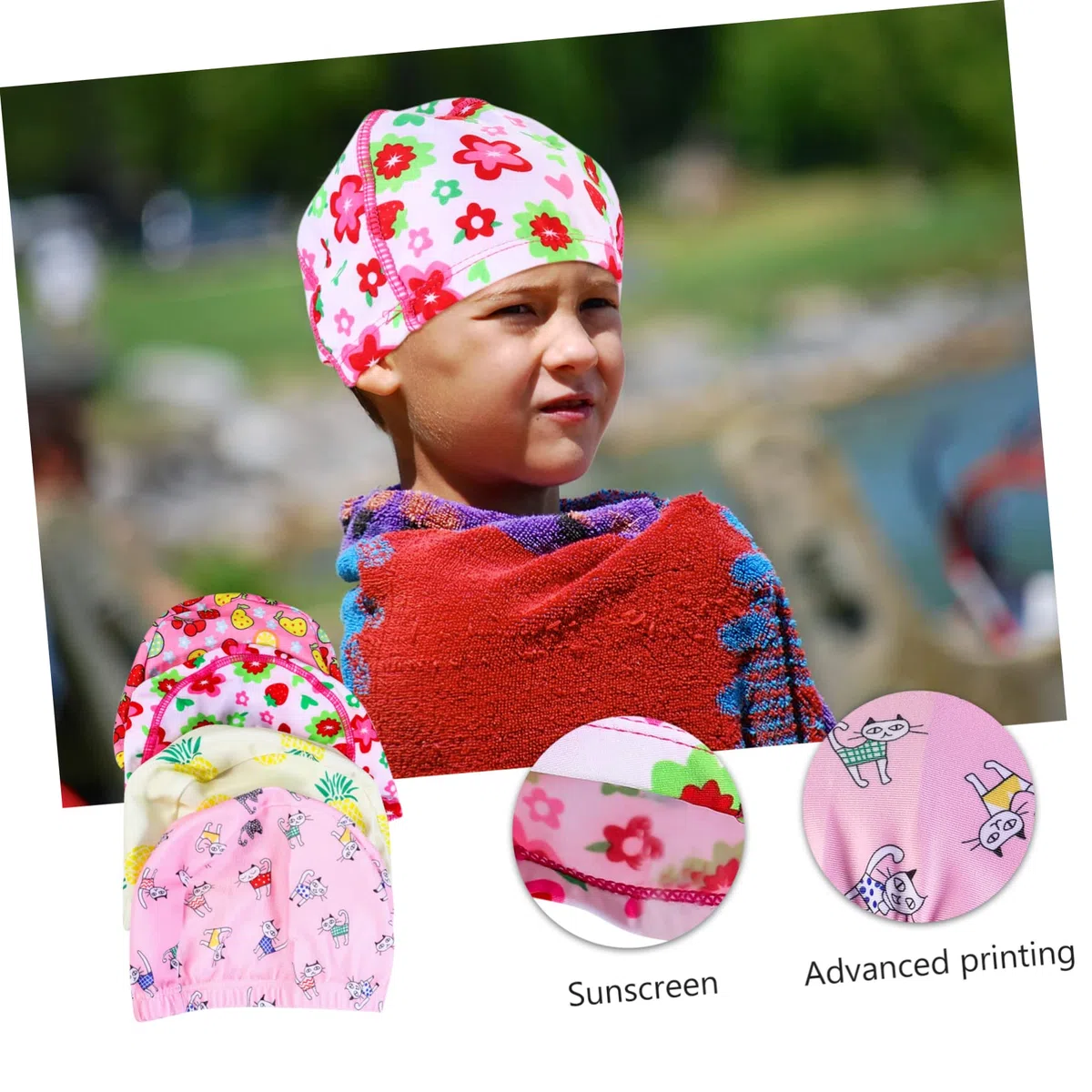 BESPORTBLE 8 Pezzi Cappelli Bagno Berretti Berretti Baby Shower Bambini Orecchie Stampate Stampa Protezione Orecchie Protezione Cartoni Animati Cappello Nuoto Nuotare Bambini In