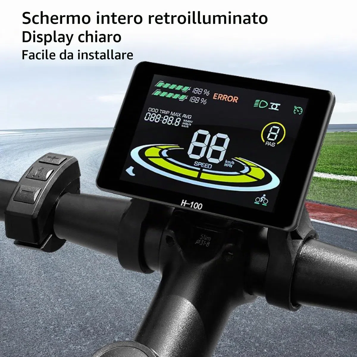 BuyWeek Kit Controller Brushless Onda Sinusoidale, 26A 36V 48V 500W 750W 3 modalità con Pannello LCD H-100 per Bici Elettrica