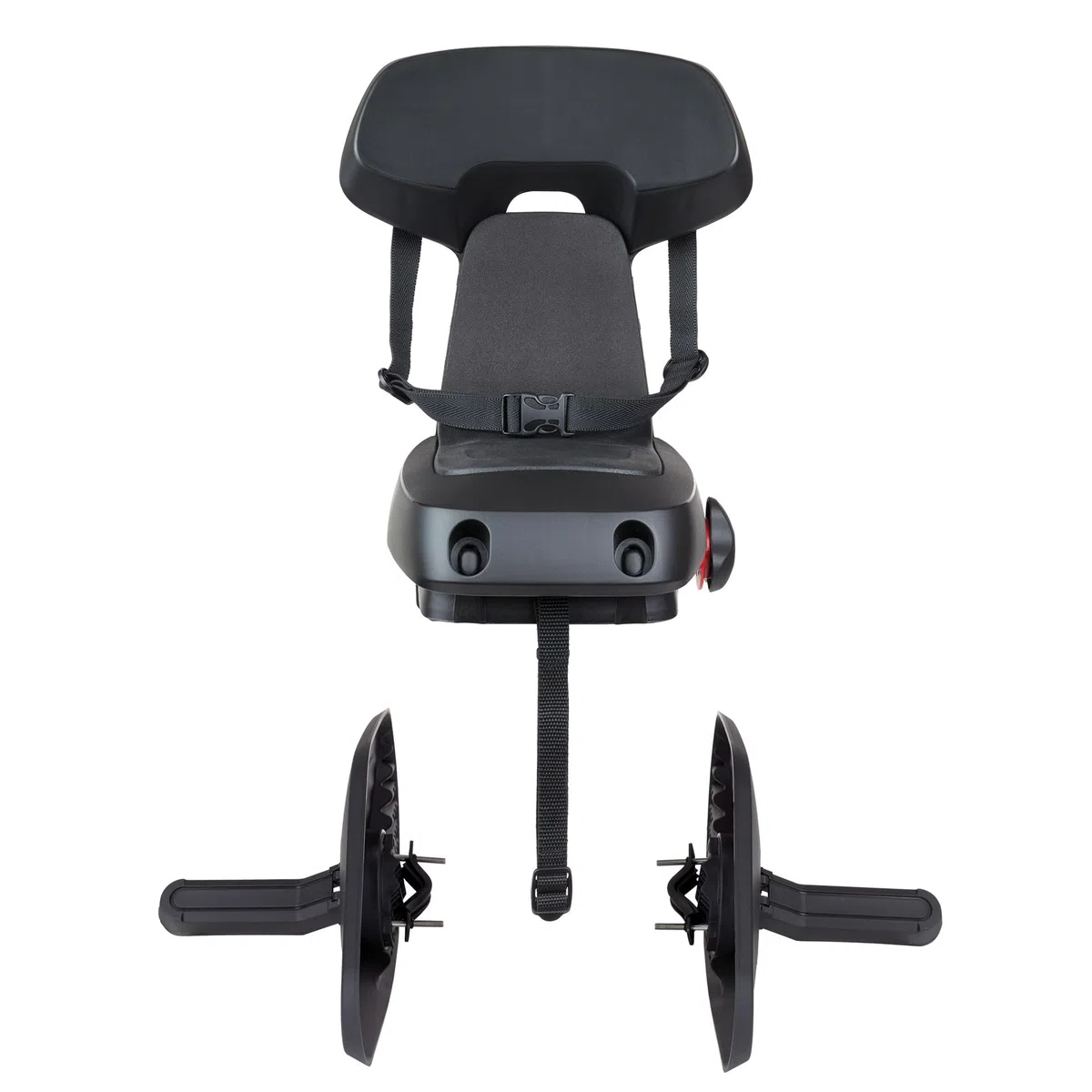 Polisport Guppy Junior AMZ All Black 8636100027 - Seggiolino Posteriore Per Bambini Età 6+,Altezza 1,10 M+,Max 35 Kg,Seggiolino Bambino, Poggiapiedi Pieghevoli,Protezione Ruota, Per Portapacchi,Nero