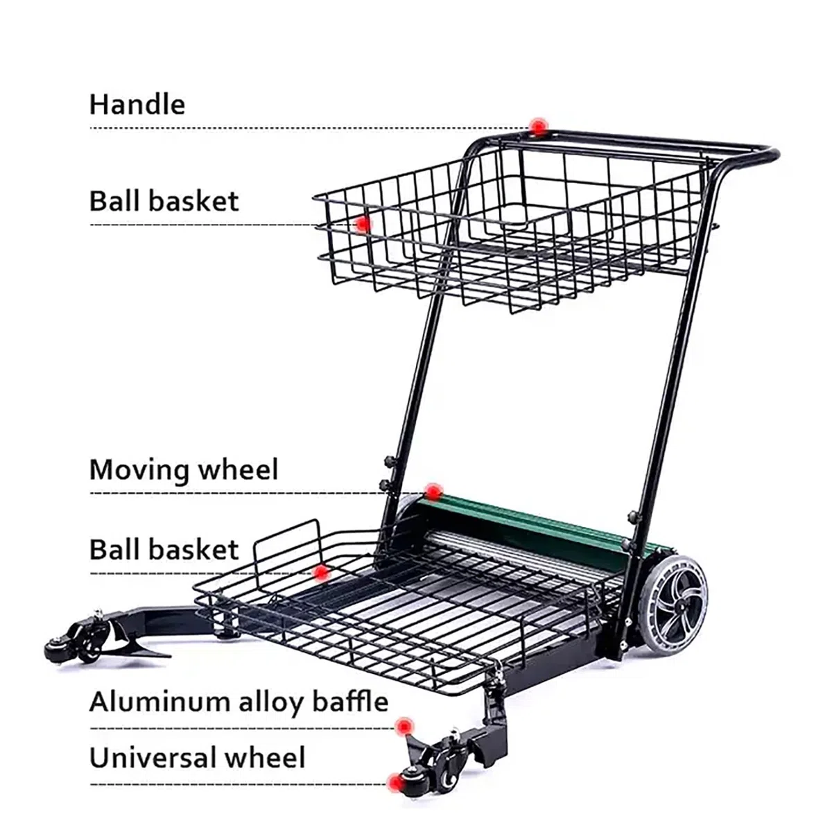 JOSBY Carrello Raccoglitore di Palline da Tennis, Raccolta Automatica di Palline da Tennis, può Contenere Fino a 300 Palline, Efficace su Una varietà di campi, Palestra, Allenamento di Tennis
