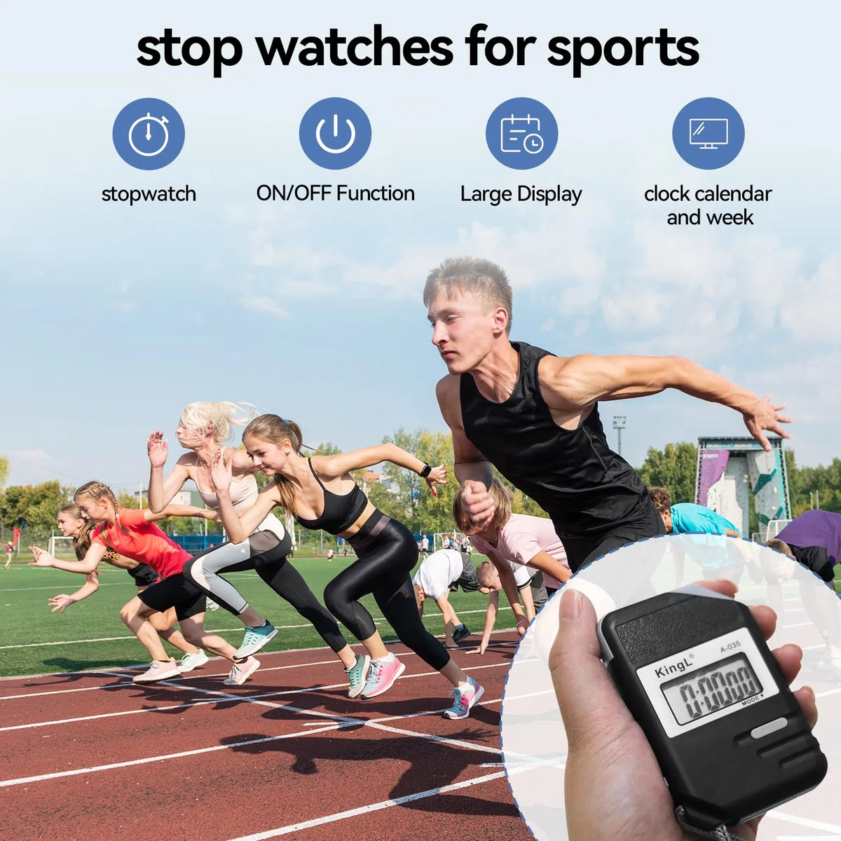 Confezione da 2 cronometro digitale con ampio display, modalità split sul giro, timer portatile impermeabile per allenatori, insegnanti, bambini, corsa, nuoto, allenamento (confezione da 2)
