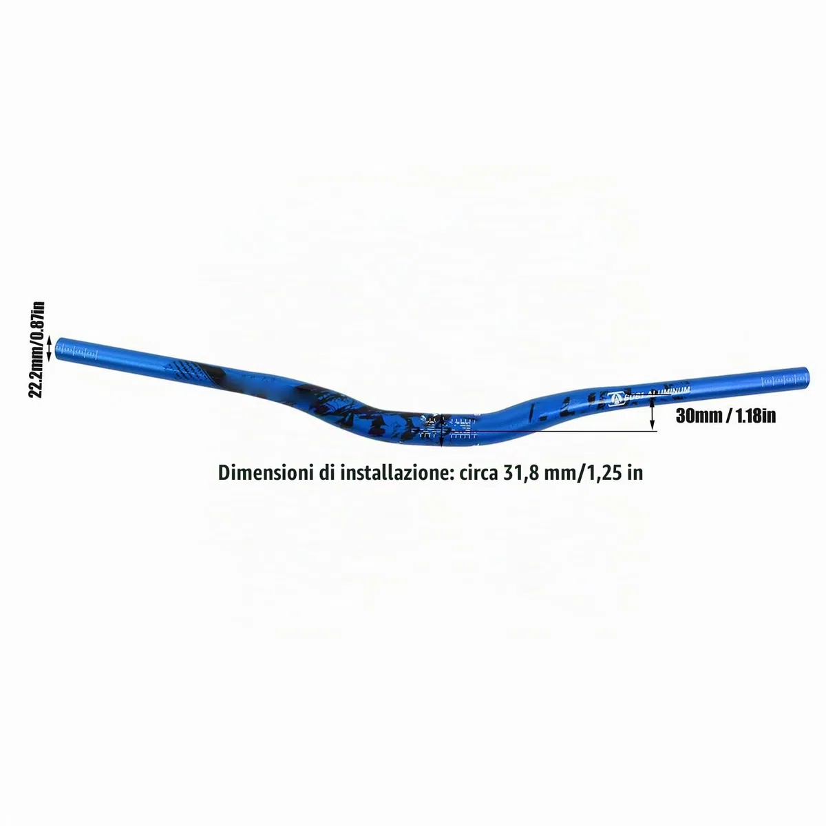Manubrio per Bici, 31.8x720mm Manubrio Extra Lungo per Bici Manubrio per Bici in Lega di Alluminio Manubrio Adatto per la Maggior Parte delle Bici Bici da Strada BMX(Blu)
