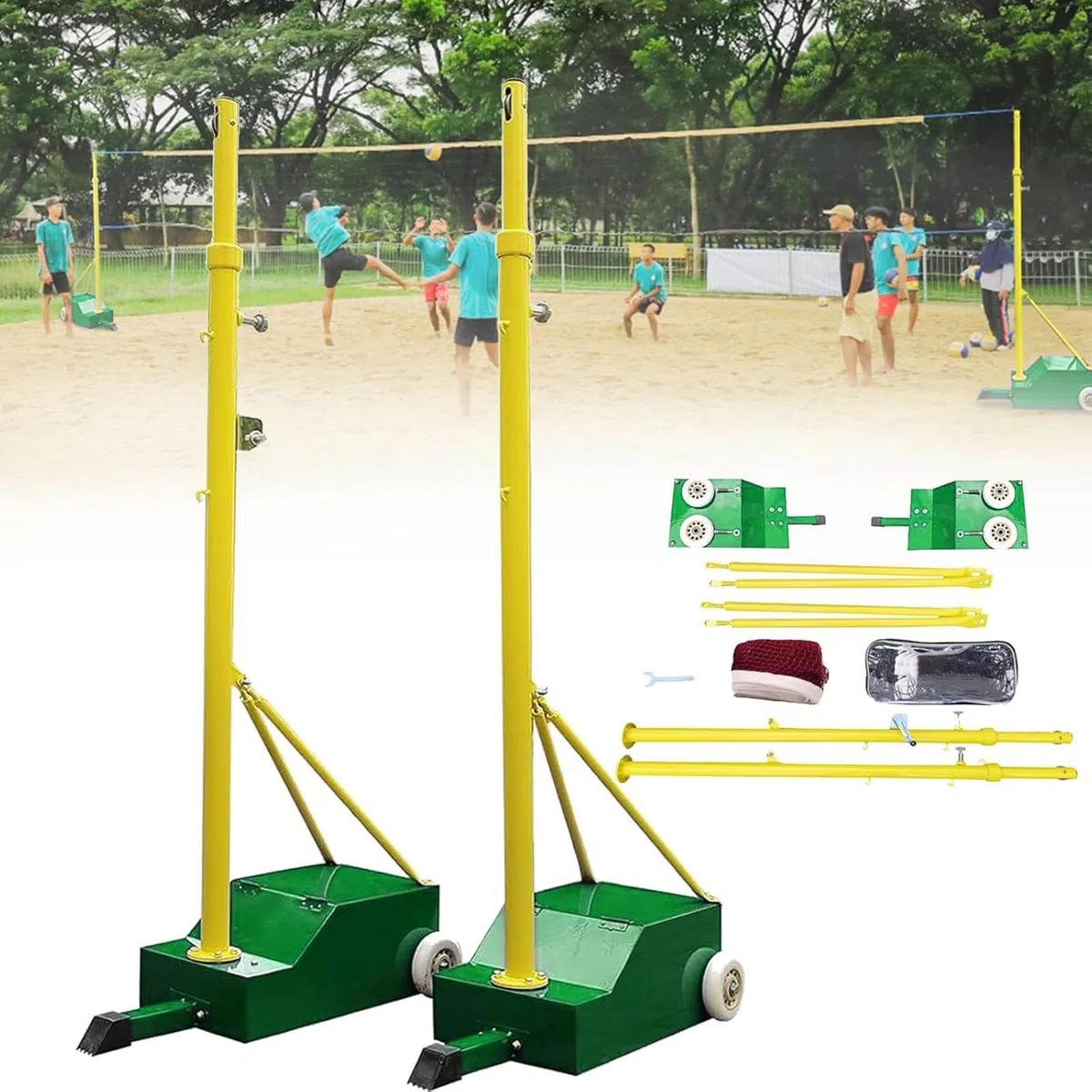 Supporto portatile regolabile in altezza per badminton e pallavolo, uso interno ed esterno