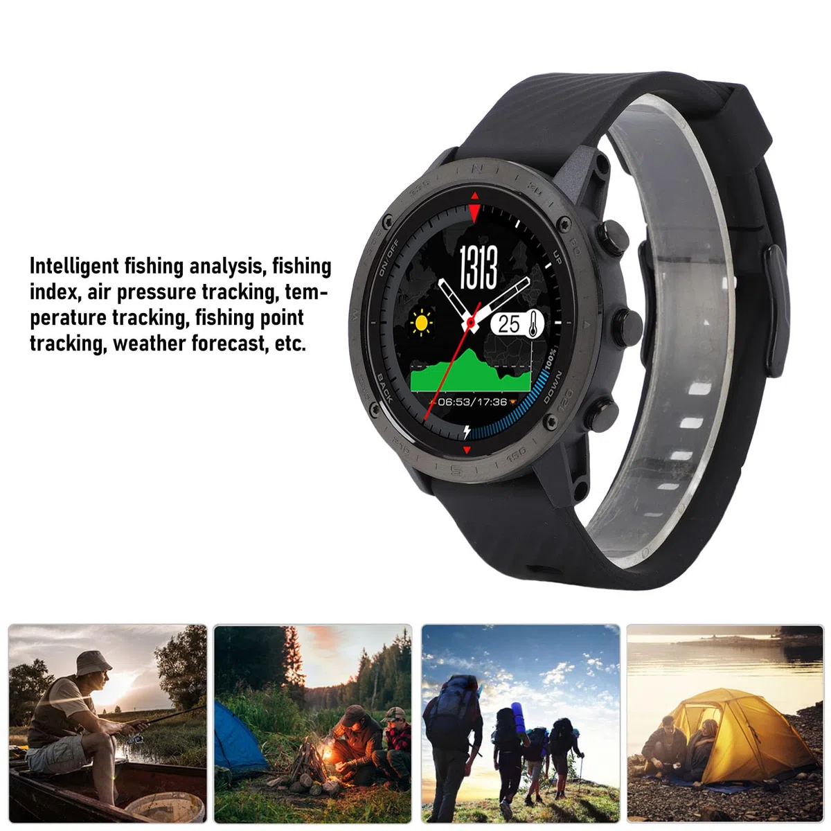 Socobeta Smartwatch Sensore di profondità per Immersione Impermeabile Barometro Orologio Sportivo per Uomo Nuoto Corsa (Grigio)