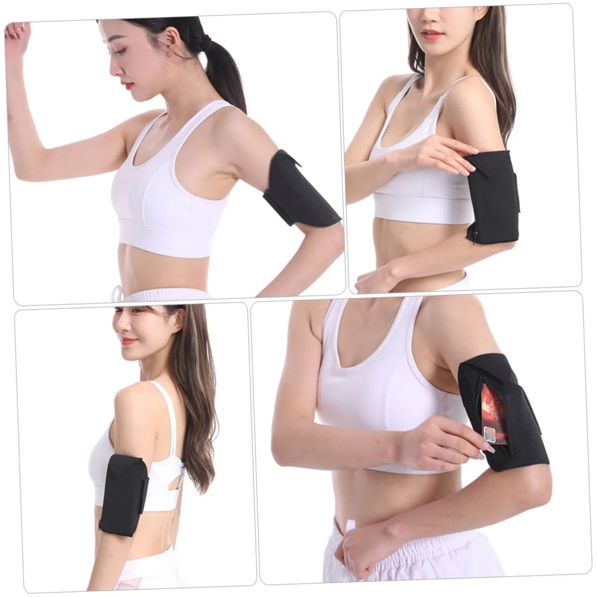 DOITOOL 5pezzi Marsupio Multifunzionale Per Telefonini Braccio Per e Allenamento Resistente e Per Jogging Attività Outdoor Colore Nero