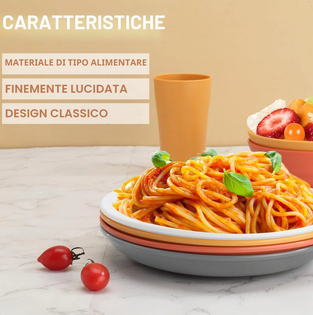 Bestdin Set di stoviglie da campeggio per 6 persone, 24 pezzi, infrangibili, piatti e bicchieri per picnic, feste, senza BPA, lavabile in lavastoviglie