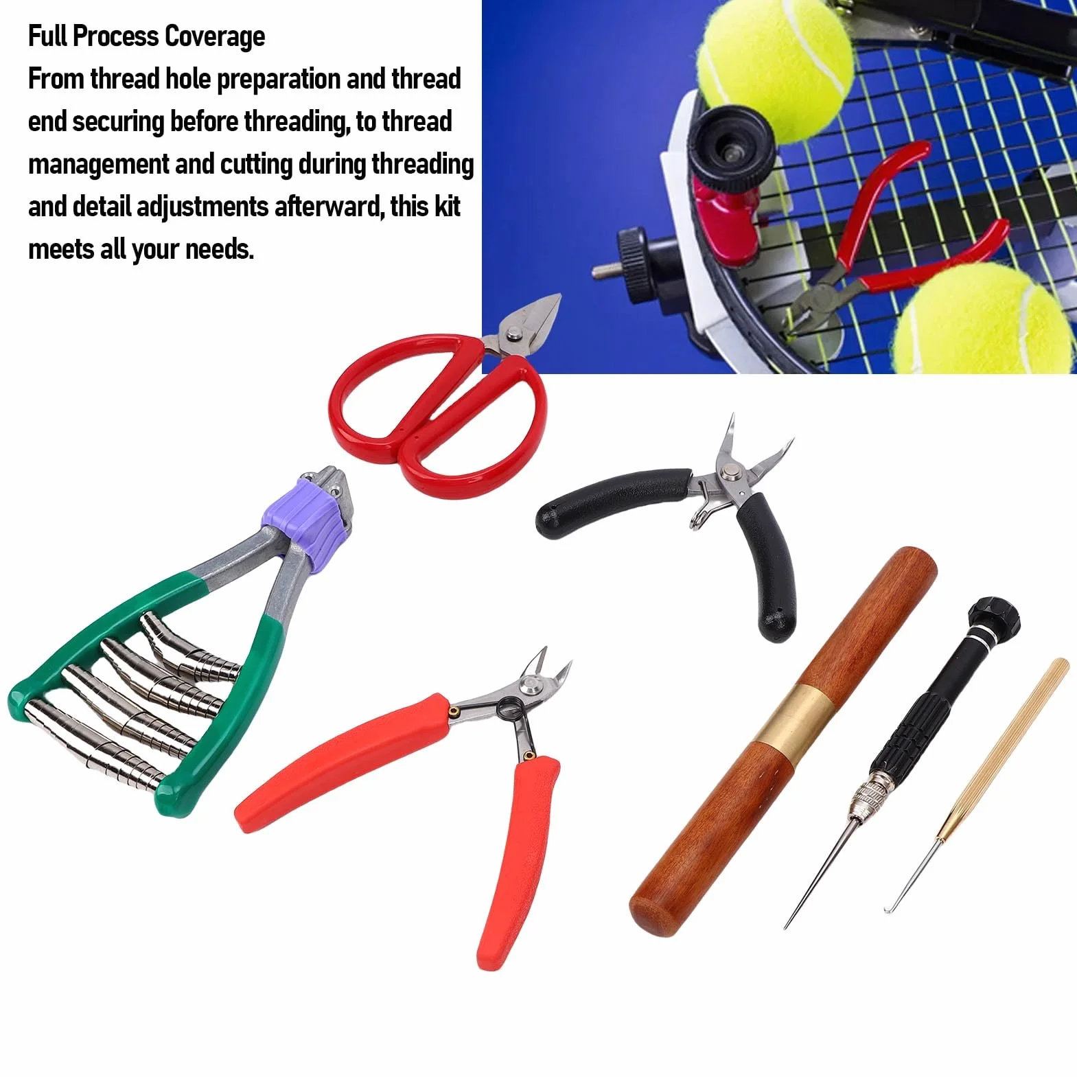 Cocoarm Set di Strumenti per Incordare Racchette da Badminton, Borsa per | Acciaio Duro, Pinza Iniziale, Pinze Curve, Gancio, Tennis, Borsa, Compatibile