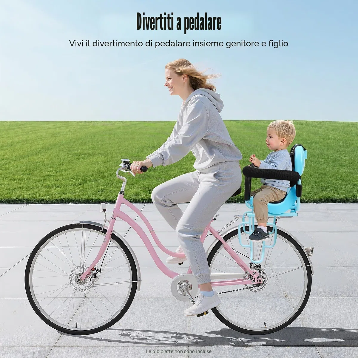 Seggiolino posteriore per bicicletta con imbottitura in schiuma, con parapetto di protezione rimovibile e cintura a 4 punti, resistente con poggiapiedi, per bambini da 6 mesi a 6 anni
