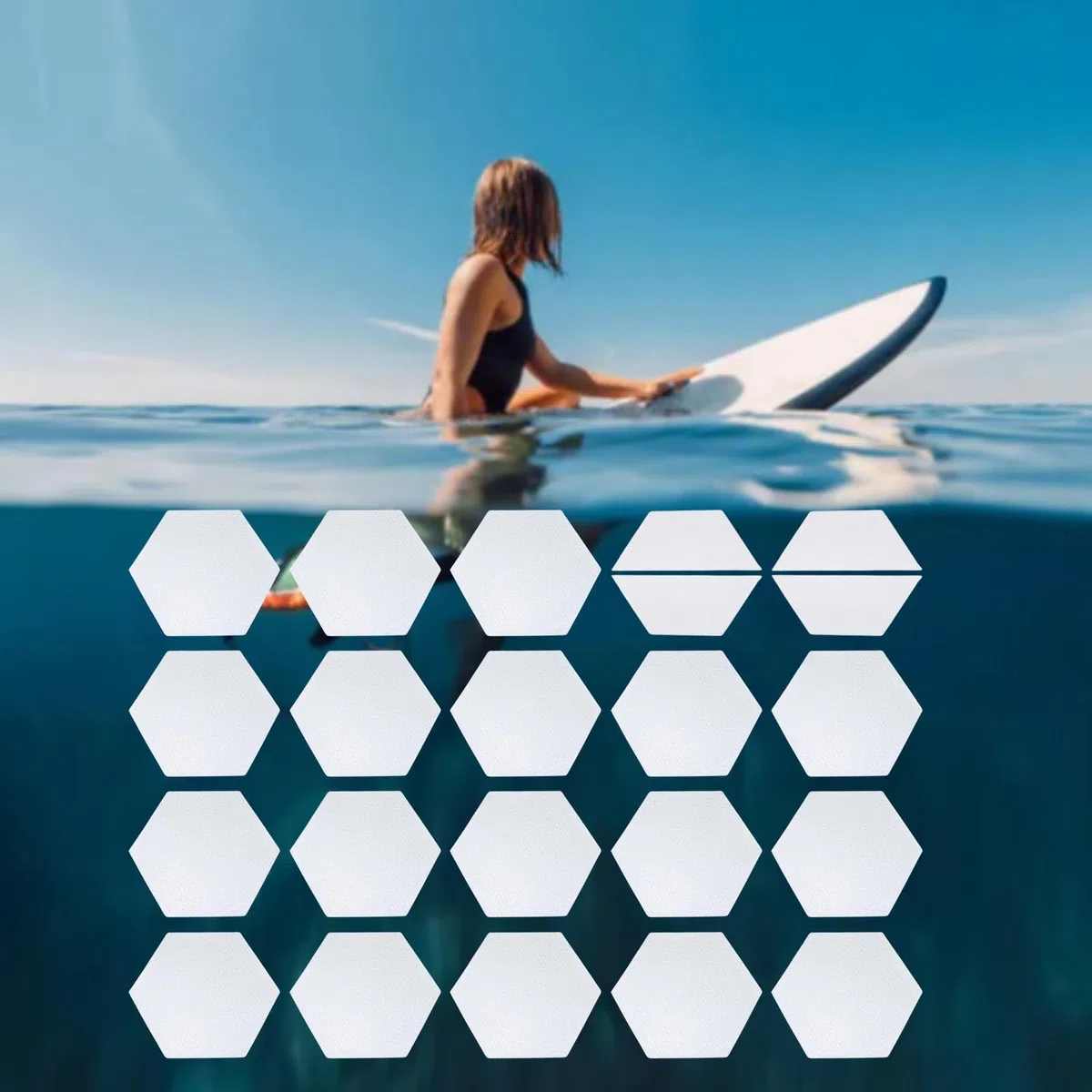 Tappeto Antiscivolo per Surfboard Adesivi Esagonali Antiscivolo Board | Tappetini Trazione Adesivi Surfing per Sport Estivi all'aria aperta Snowboard, Skateboard, Paddleboard, Pontoon Kayak