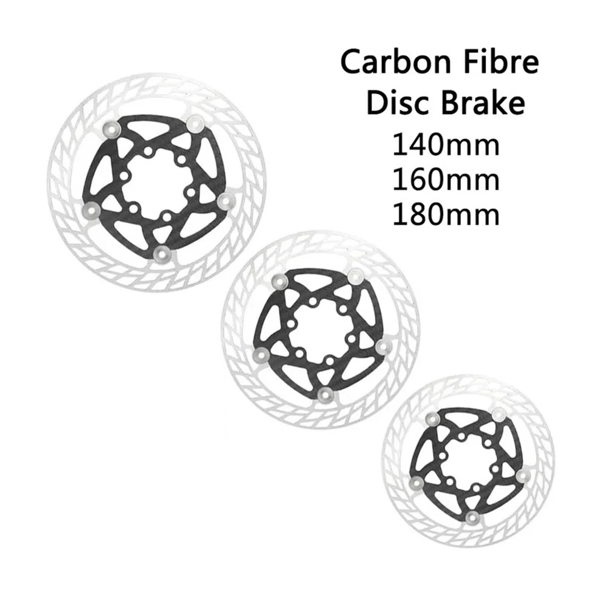 Rotore del freno a disco for bicicletta, fibra di carbonio, 6 bulloni | 140/160/180mm, for MTB e bici da strada