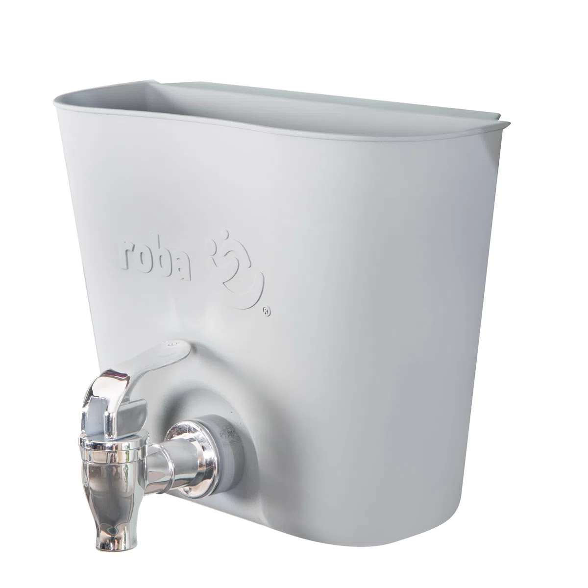 roba serbatoio d’acqua per cucine di fango e tavoli d’acqua, in plastica robusta con rubinetto, accessorio per cucine outdoor, appendibile fino a 18 mm, resistente alle intemperie, grigio
