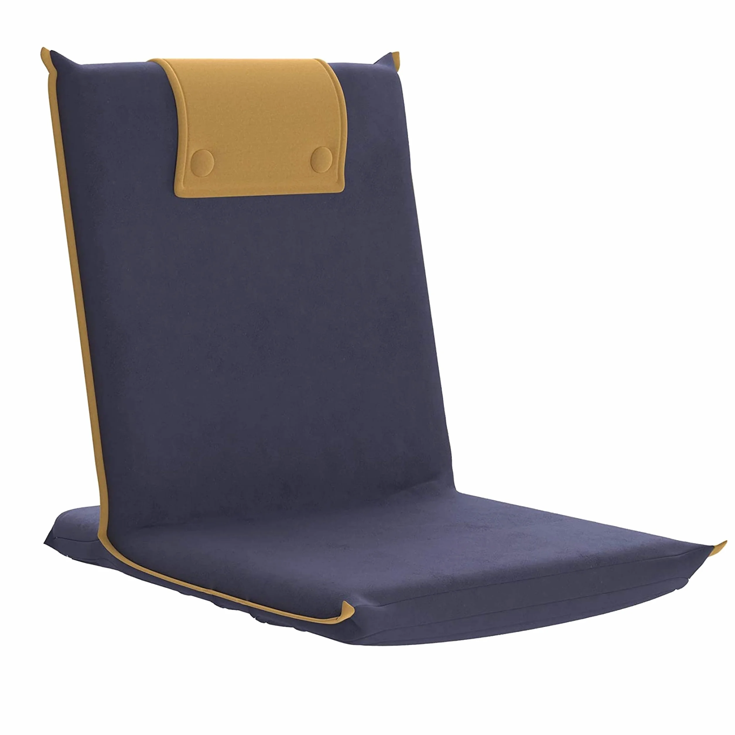 bonVIVO Easy III Sedia Pieghevole da Pavimento Imbottita – Meditation Chair Portatile con Schienale Reclinabile – Cuscino da Yoga e Lettura, Ideale per Casa, Studio e Viaggi – Blu