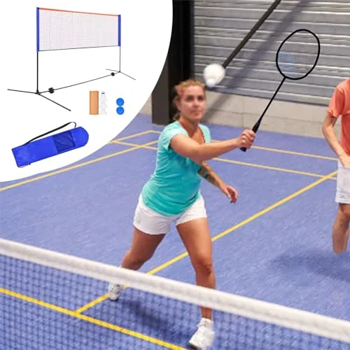 Generico Supporto Portatile per Rete da Badminton e Tennis - Telaio da Allenamento da 20 Piedi per pallavolo, Pickleball e Tennis, Include Borsa per Il Trasporto - Regolabile e Resistente per Sport a