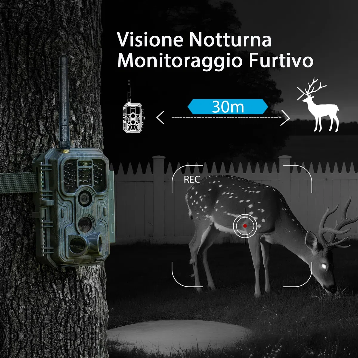 Meidase P200 Fototrappola WiFi Bluetooth, 48MP 1296P, Visione Notturna 30m, Attivazione Movimento 0.1s, IP66 Impermeabile, Trasmissione App Mobile, Monitoraggio Esterno