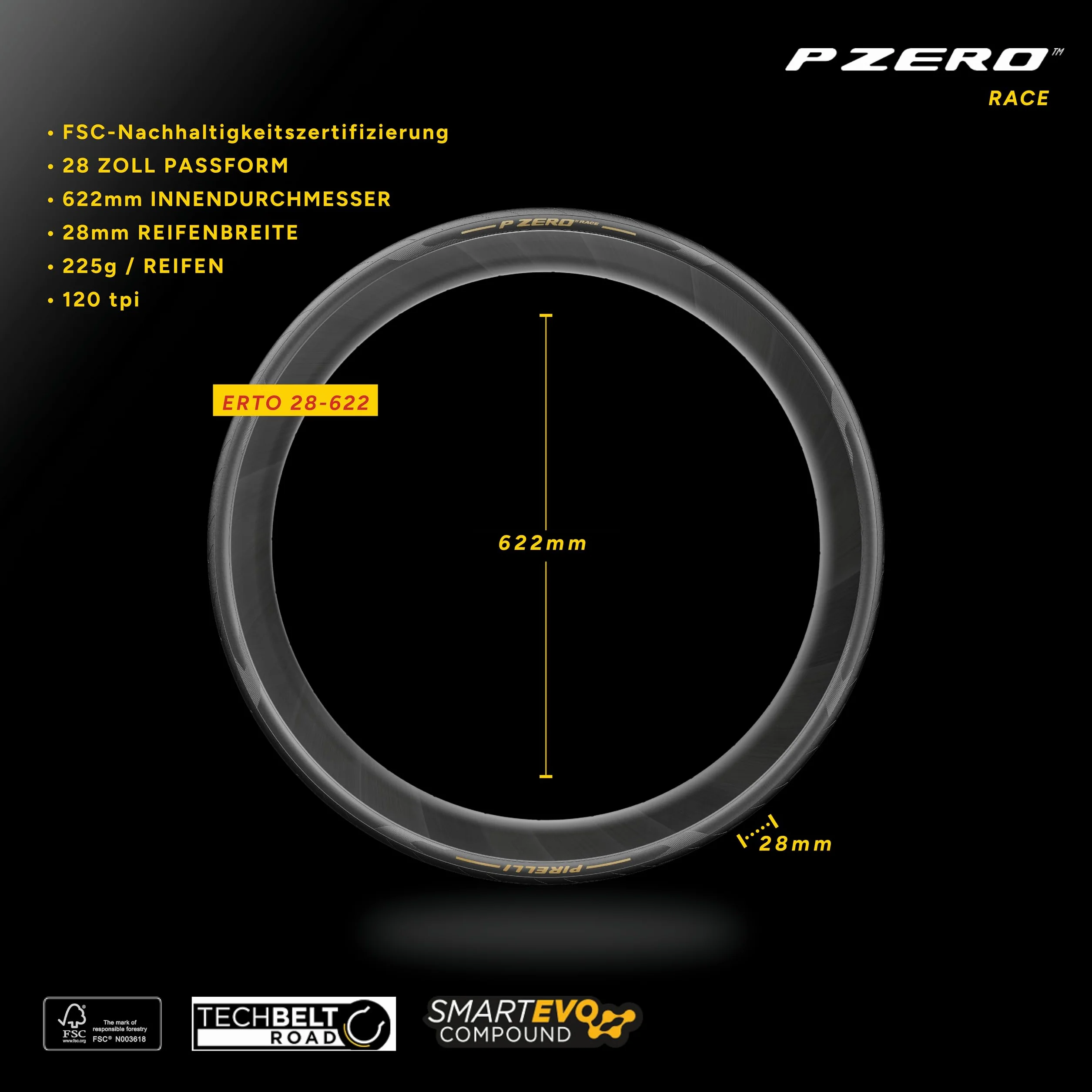 Pirelli P-Zero Race Folding Road Bike Tyre, 700 x 26c, Black