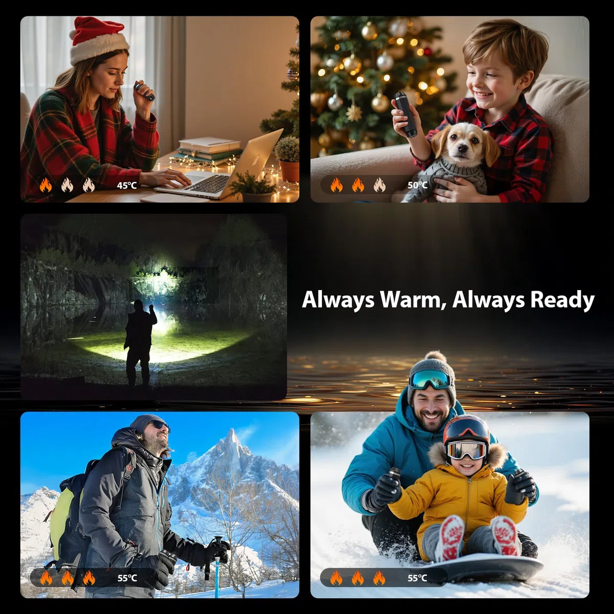 SUPPOU Magnetic Hand Warmers with Flashlight, 2-pack hand warmers rechargeable 5000mAh Battery Operated, Electric Portable Pocket Heater, 3 Levels Heat for Outdoor, Idea Gifts for Men, Women