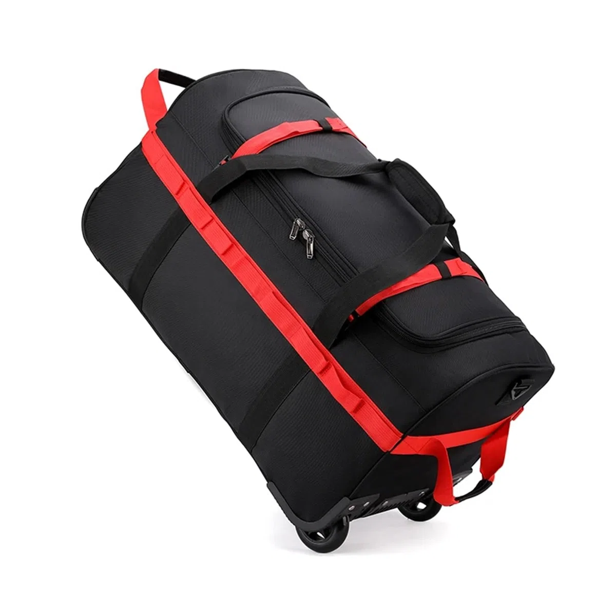 Borsone da Viaggio con Ruote Borsone con ruote resistente, pieghevole, impermeabile, con tracolla regolabile e tasche for viaggi e palestra(Red)