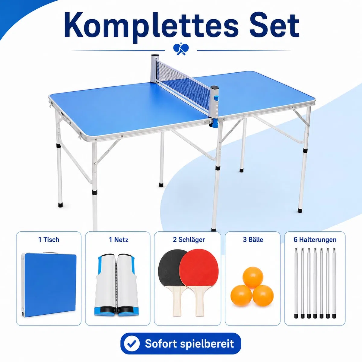 Tavolo da ping pong pieghevole, vassoio da tennis da tavolo interno in lega di alluminio, con rete, 2 racchette e 3 palline incluse, per adulti, bambini, famiglia, tempo libero, sport, 152 x 76 cm