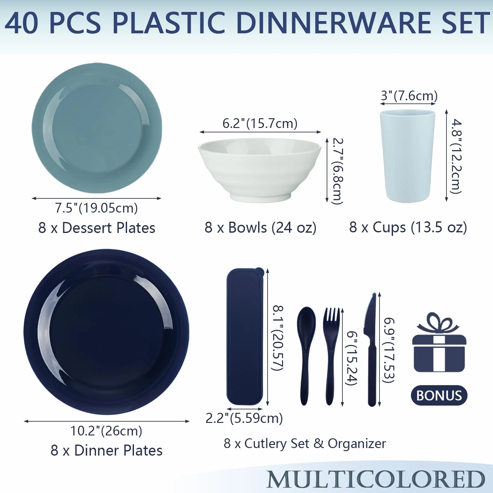 BEWOS Set di piatti di plastica da 10,2 pollici, 8 PACK, stoviglie senza BPA Piatti riutilizzabili per bambini,piatti di plastica leggeri per feste