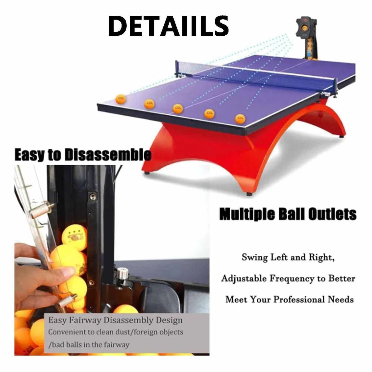 Robot da Ping Pong,Macchina Automatica per Palline da Ping Pong con Rete per Raccolta delle Palline per Allenamento,9 Diverse Palline Rotanti per Allenamento Ed Esercizio con Telecomando