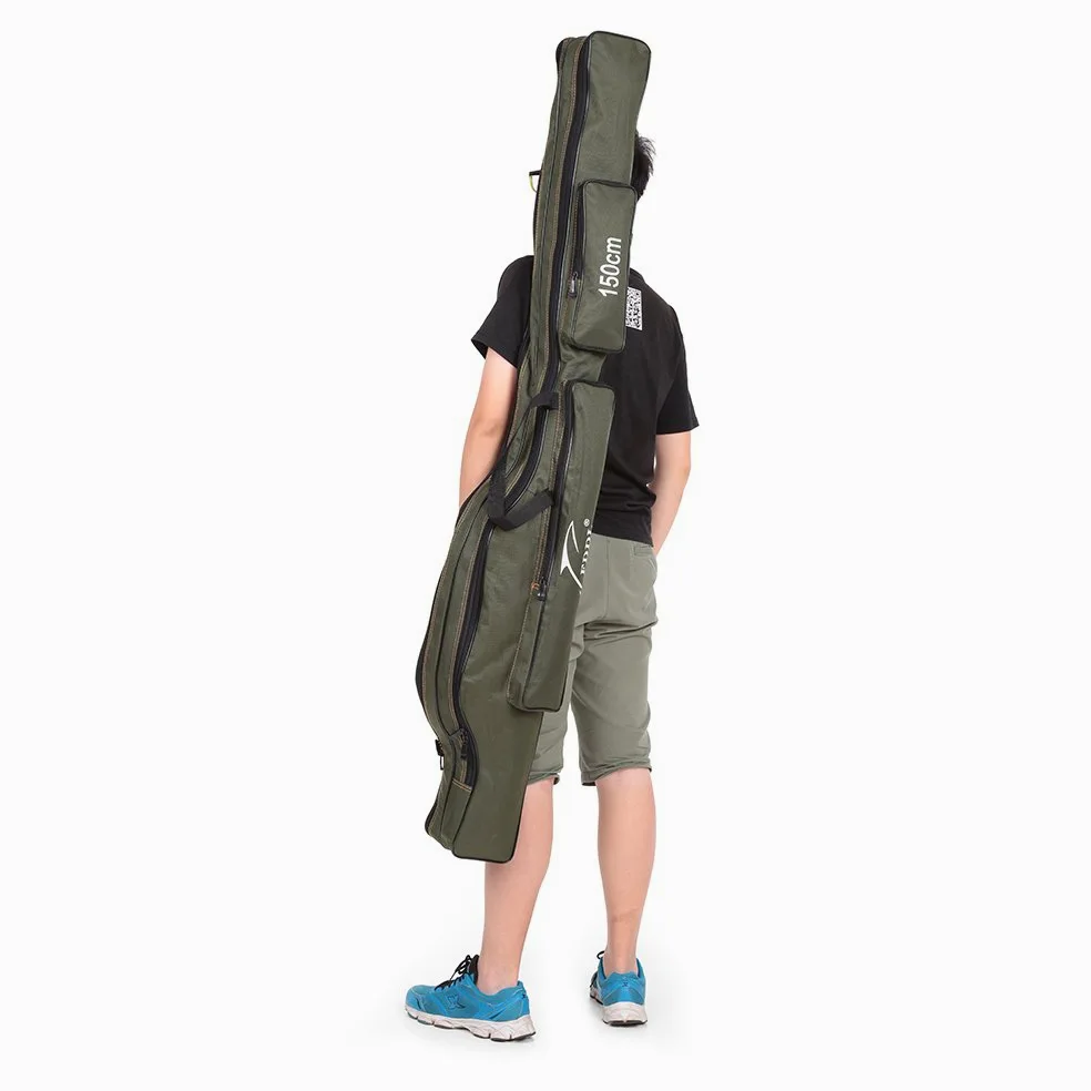 Lixada Sacchetto Canna da Pesca Pieghevole Portatile Rod Trasportatore Canvas Pesca Pole Scomparti Bag Case Attrezzi di Pesca Tackle