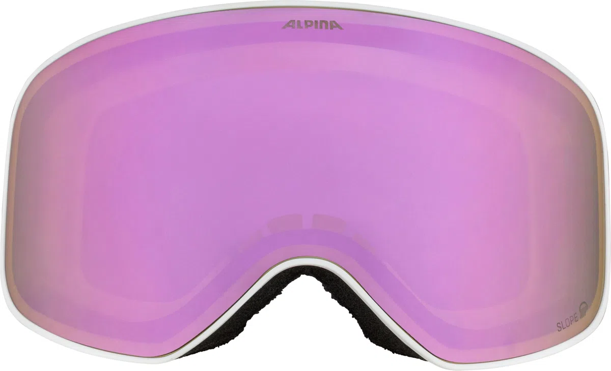 ALPINA Slope Q-Lite - Maschera da sci alla moda per uomo e donna, Anti-Fog, circolazione dell’aria efficace, lente specchiata, white-rose matt