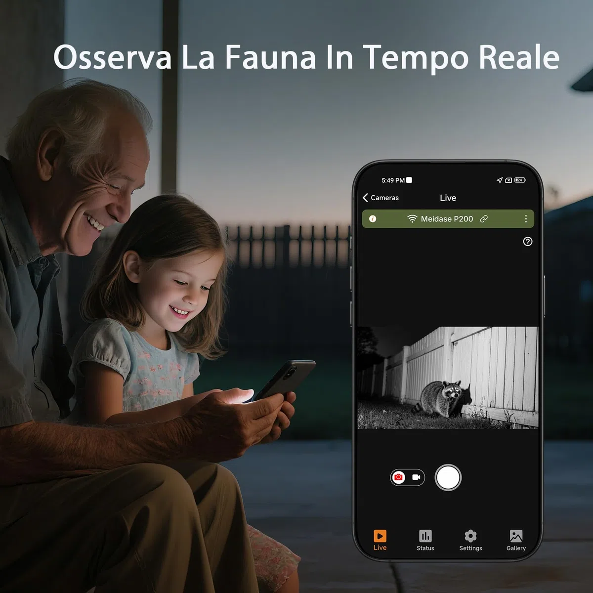 Meidase P200 Fototrappola WiFi Bluetooth, 48MP 1296P, Visione Notturna 30m, Attivazione Movimento 0.1s, IP66 Impermeabile, Trasmissione App Mobile, Monitoraggio Esterno