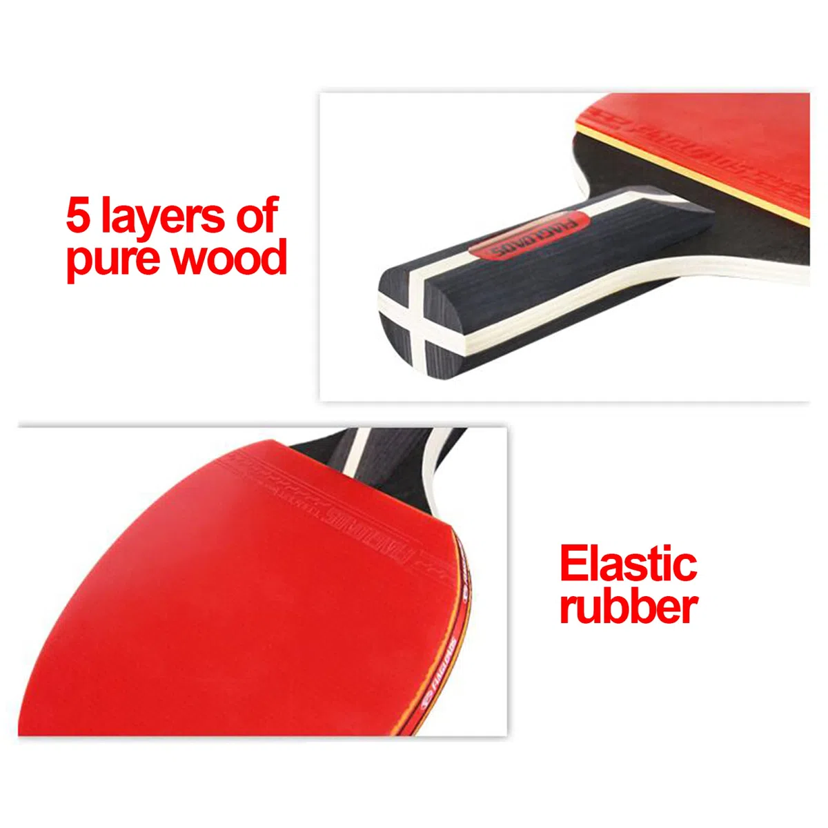 Racchette da Ping Pong, Set, 2 Giocatori, ricreativo, di qualità for Il Gioco in Famiglia/Doppio(Short Handle)
