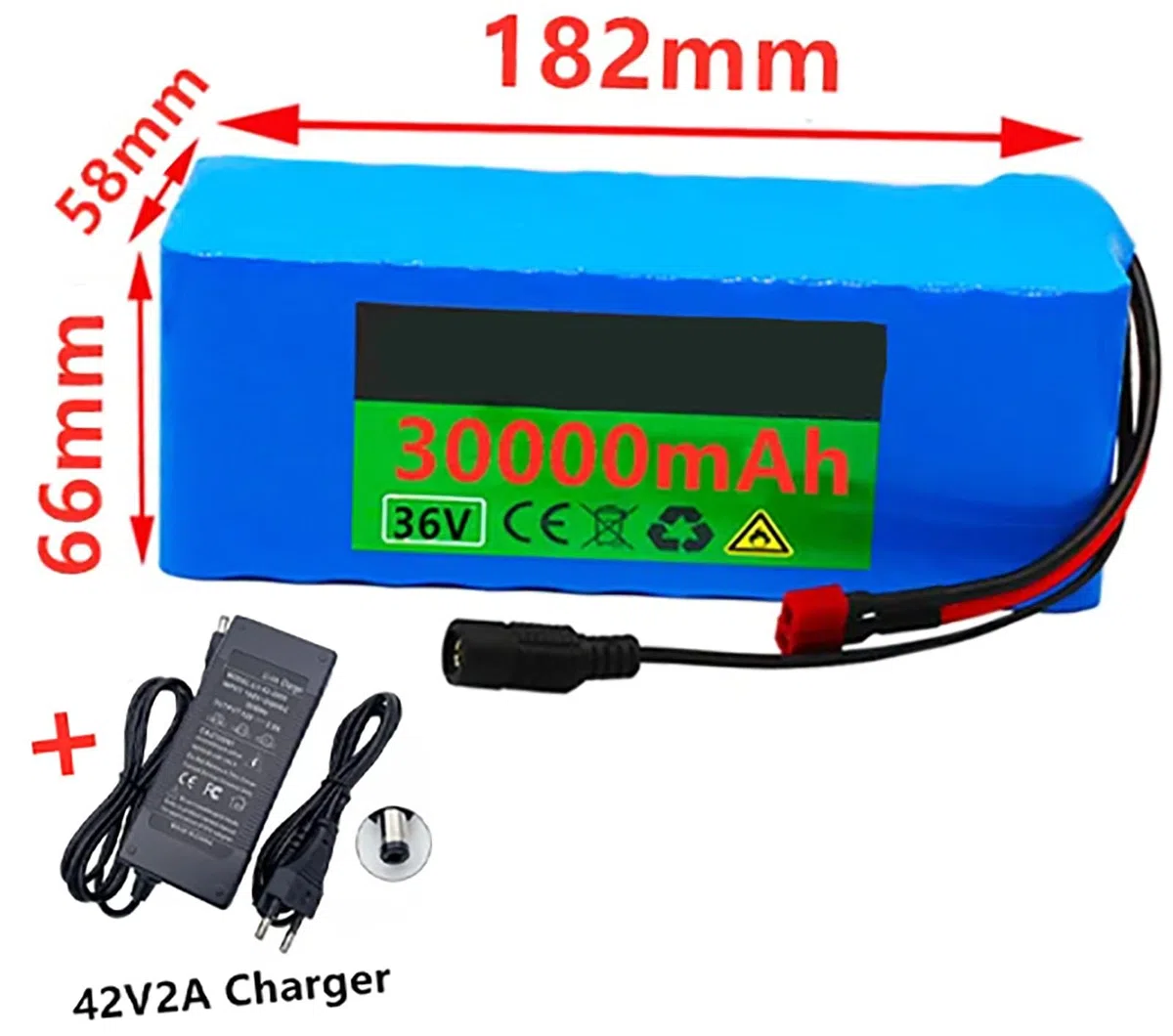 Batteria per Bicicletta elettrica 36V 30Ah Batteria per Bici elettrica 10S3P con Caricabatterie Batteria per Scooter 36V 30Ah,XT60