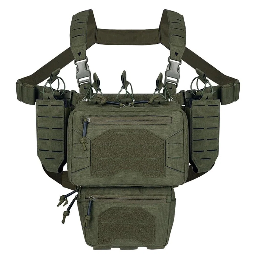 Borsa Pettorale Uomo Donna, Chest Pack Regolabile con Tasche Multiple per Caccia Tattico Tiro Sportivo Airgun Escursionismo Ciclismo E attività Outdoor