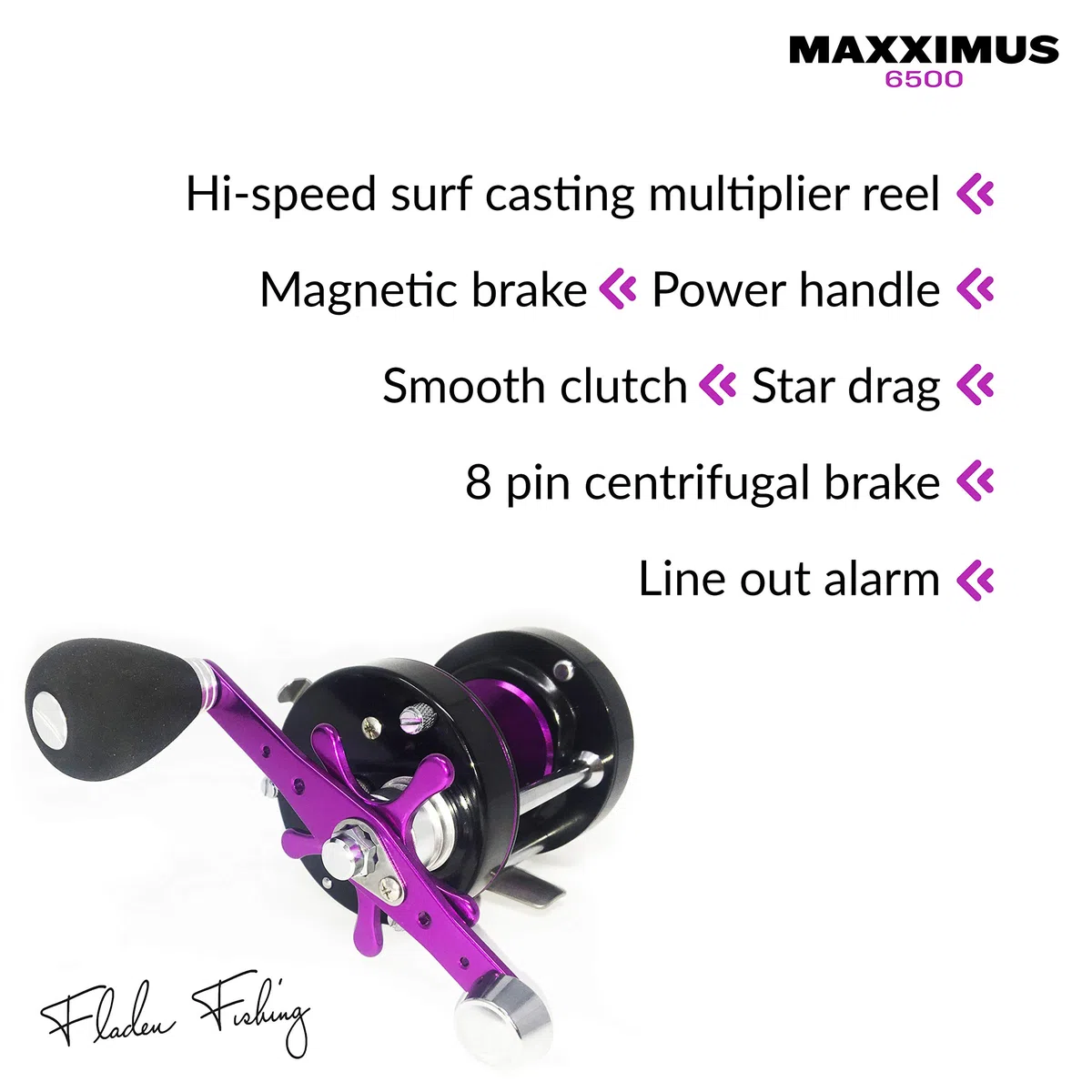 Fladen Maxximus 6500 - Mulinello da pesca a moltiplicatore ad alta velocità