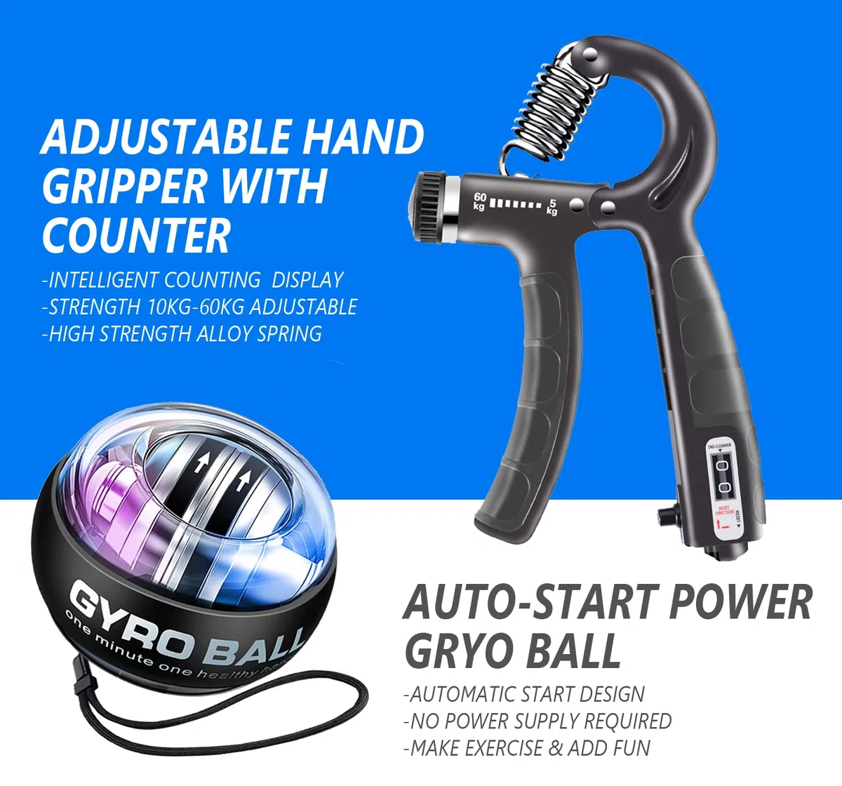 Allenamento avambraccio, allenamento mani kit per allenare le dita, pinza per la mano con contatore, attrezzo per esercizi per le dita, palla da polso, wrist ball antistress per il recupero gli atleti