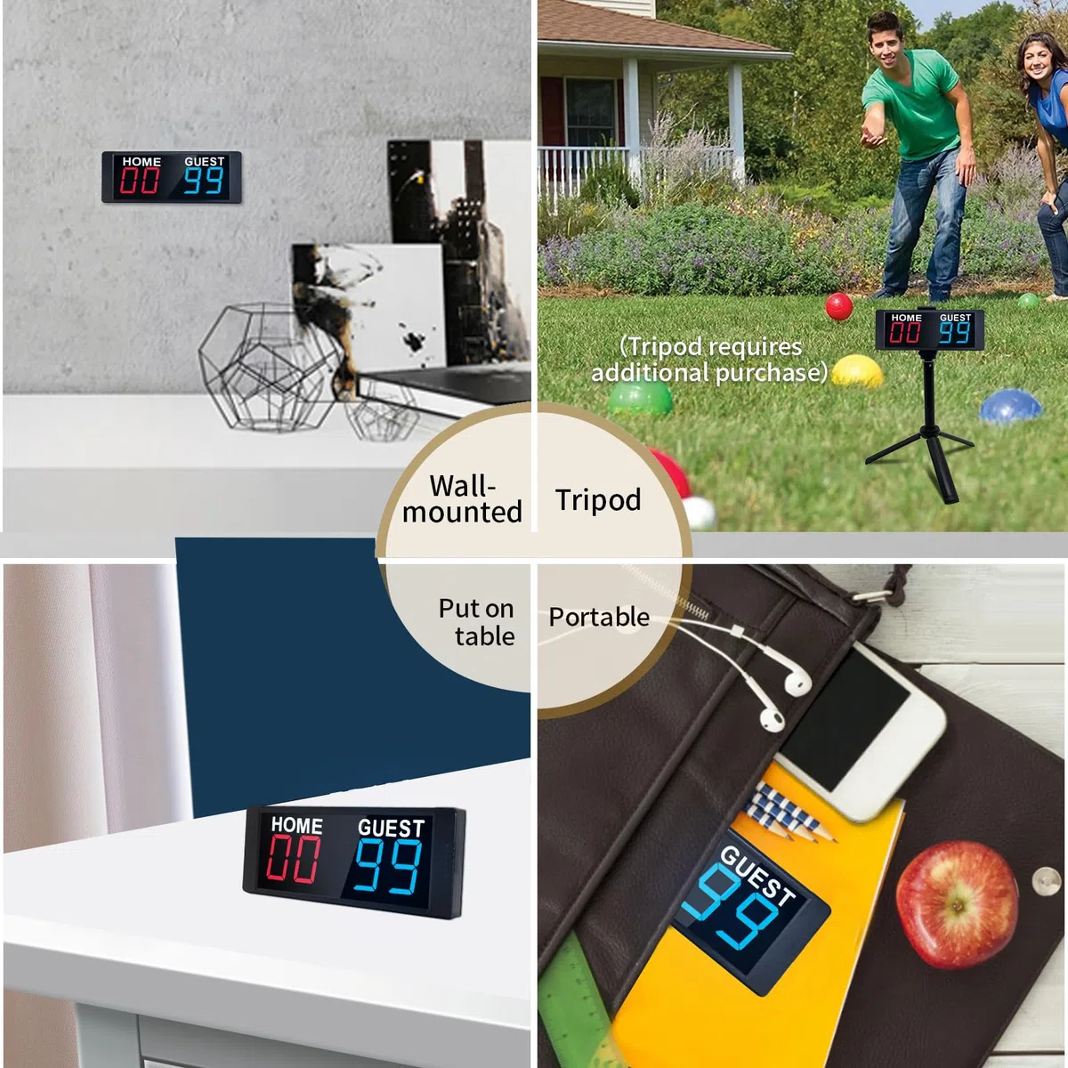 YZ LED Portatile elettronico tabellone Calcio, Tavolo da Tennis contatore, tabellone Tennis, tabellone Digitale, Cornhole tabellone, per la pallavolo, Basket, Badminton Indoor Outdoor