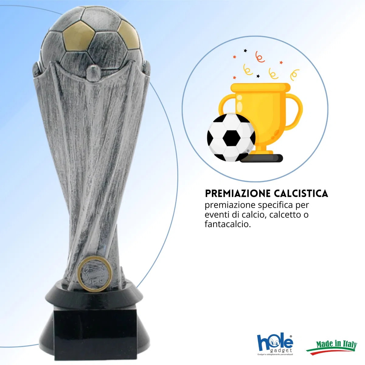 Premiazioni Calcio, Calcetto Fantacalcio Sportive Trofeo Personalizzabile Statuette con Targhetta Personalizzata Capocannoniere, Fair Play, Portiere o Squadra