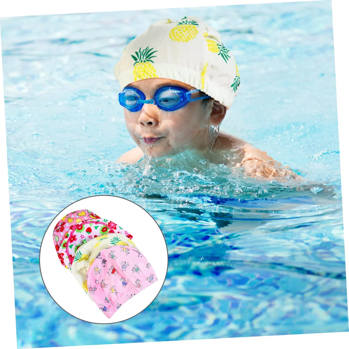 BESPORTBLE 8 Pezzi Cappelli Bagno Berretti Berretti Baby Shower Bambini Orecchie Stampate Stampa Protezione Orecchie Protezione Cartoni Animati Cappello Nuoto Nuotare Bambini In