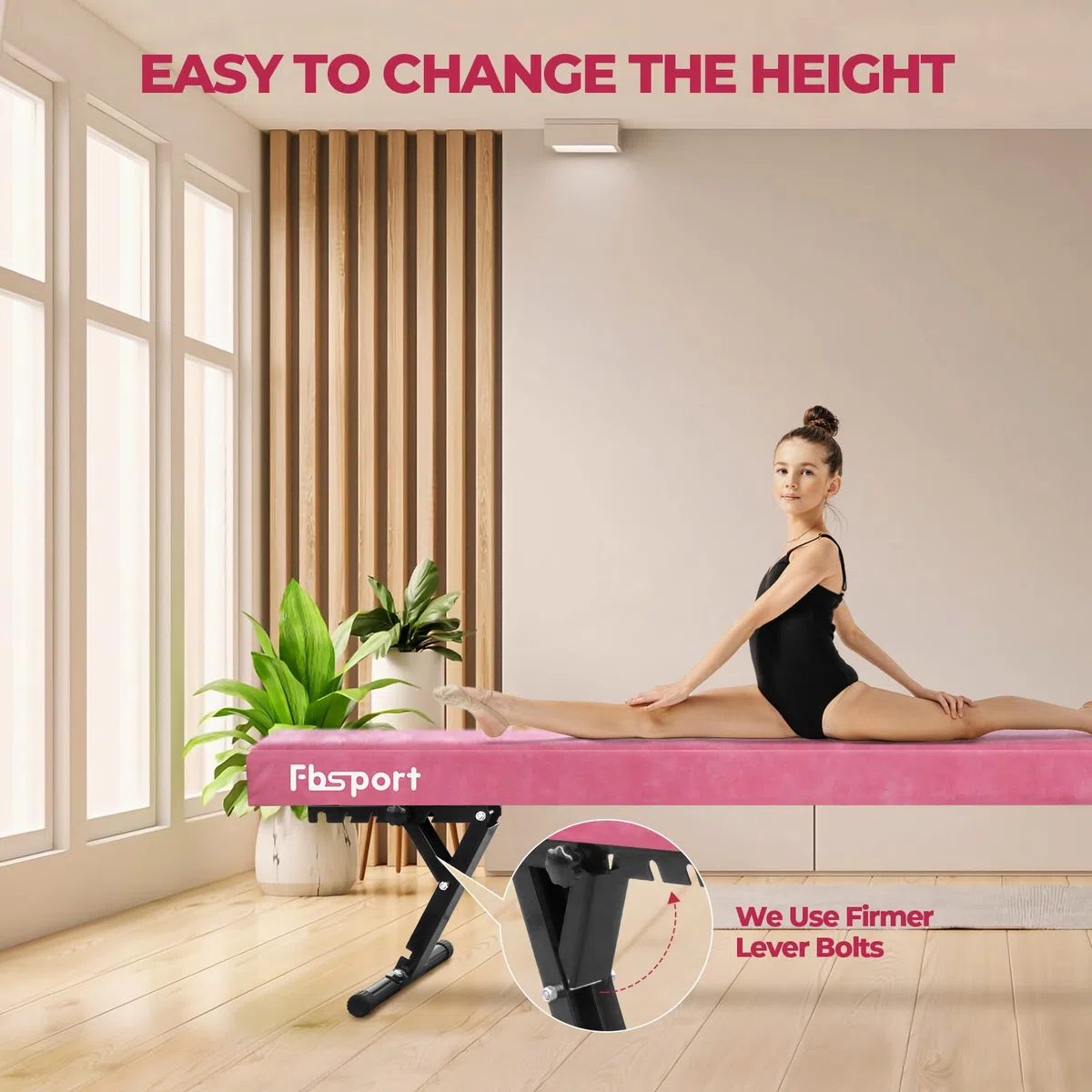 trave ginnastica artistica per casa Regolabile 244CM, 5 altezza regolabiletrave ginnastica trave di equilibrio ginnastica ad alto e basso livello Fascia da pavimento Altamente stabile per bambini