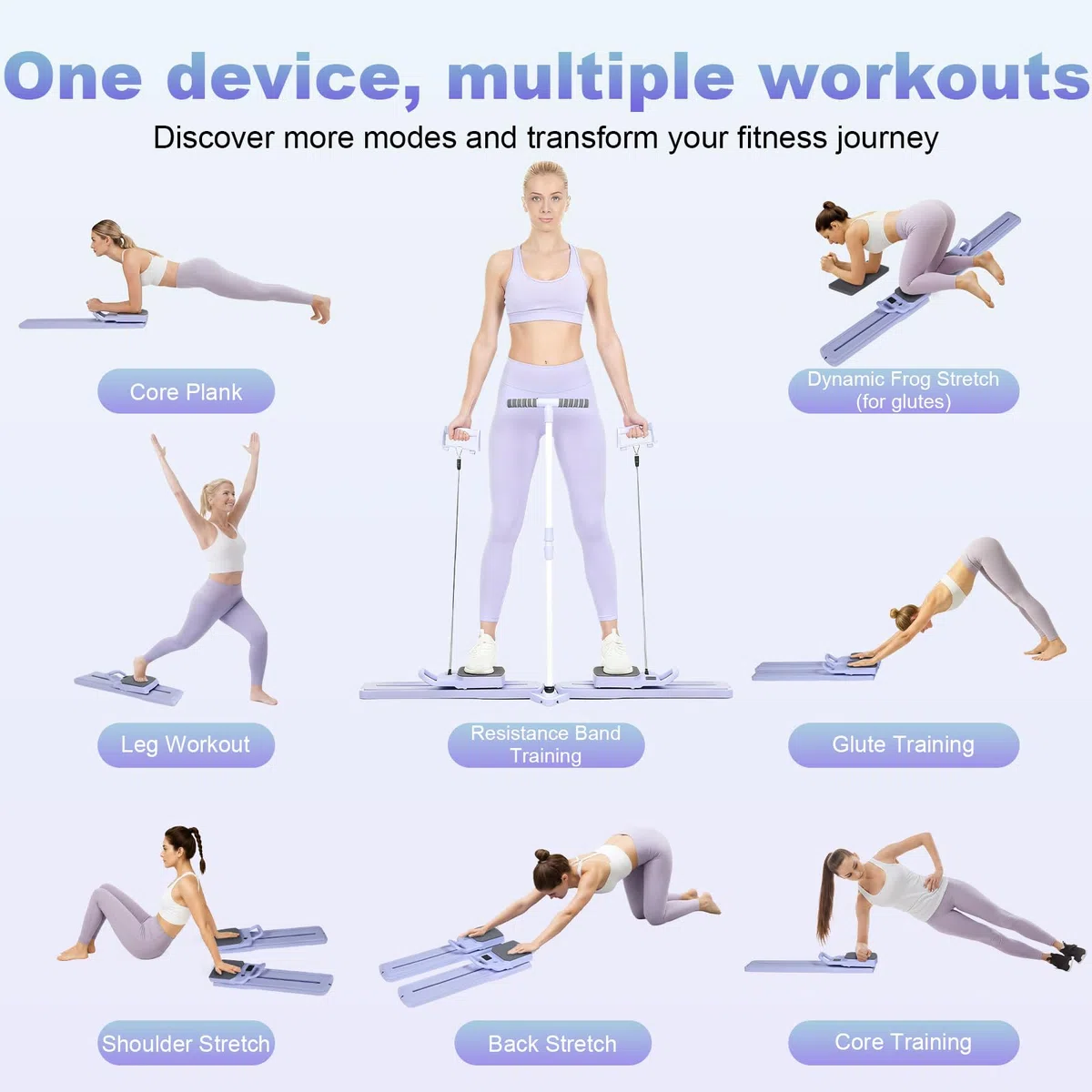 Pilates Board 2025 aggiornamento design diviso con display LCD, dispositivo fitness per 2 persone, riformatore pilates pieghevole 6 in 1 per casa, allenamento addominale con timer per tutto