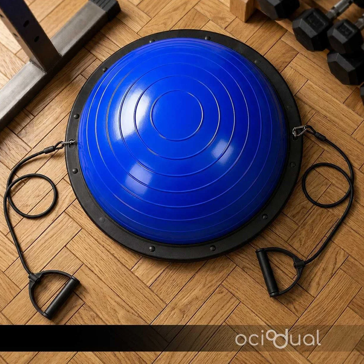 OcioDual Balance Ball Trainer, Mezza Palla Fitness per Equilibrio, Pedana Propriocettiva, Palla Equilibrio Bos Balance, Ball Antiscivolo con Gonfiatore e Fasce di Resistenza