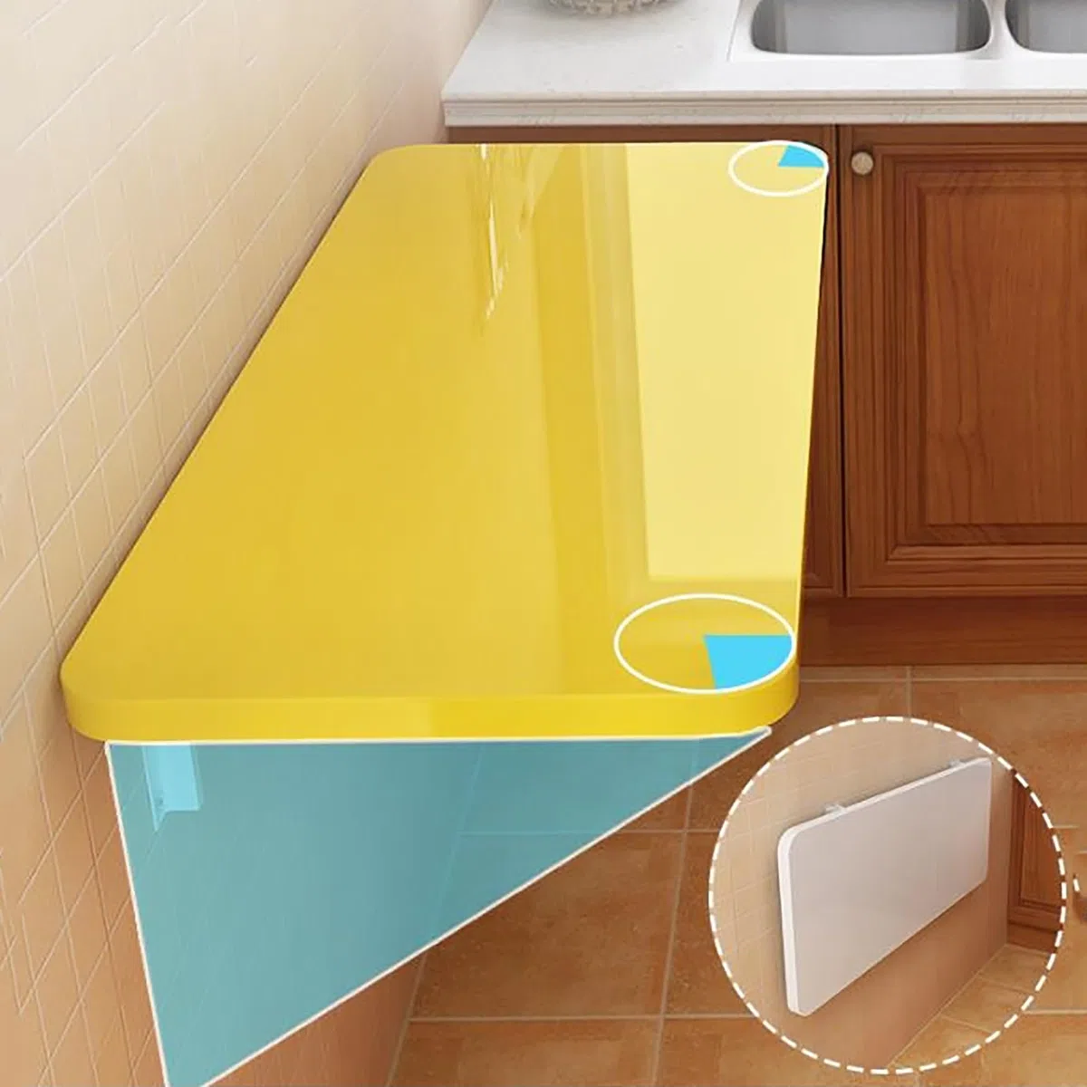 XJBTBA Tavolo Pieghevole a pareteScrivania salvaspazio con ribaltina per Piccoli spazi Perfetto Come Tavolo Pieghevole per Lavanderia o Soluzione per Sala da Pranzo in cucinaStazione di Lavoro