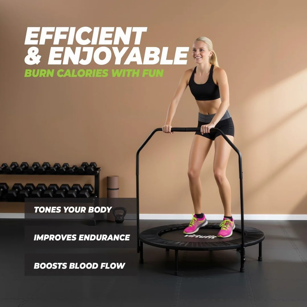 VirtuFit Trampolino fitness pieghevole con manico – Nero – 100 cm
