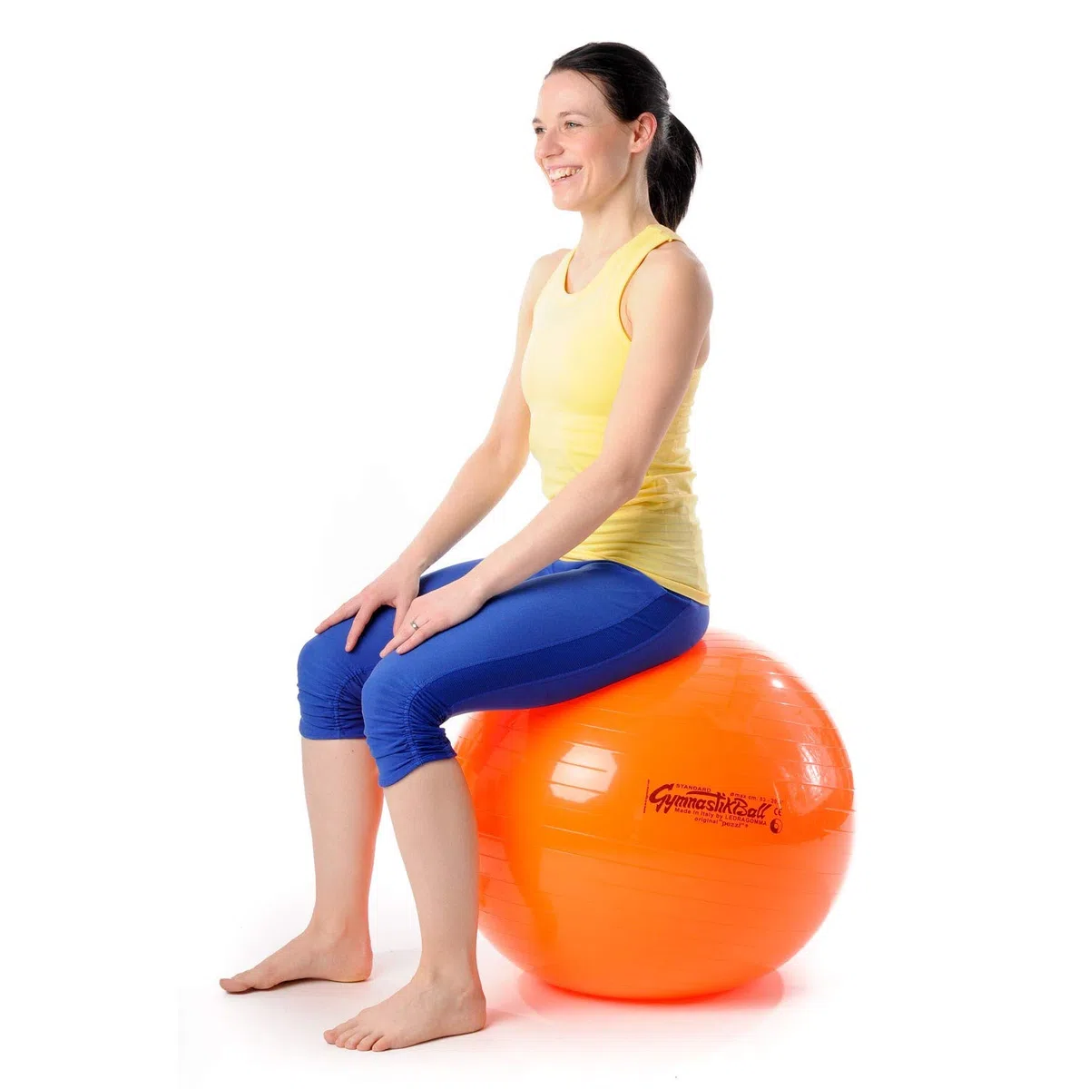Pezzi - Palla da ginnastica originale, Ø 42 cm fino a 75 cm, con base e pompa per palloni, portata fino a 400 kg, per allenamento, riabilitazione